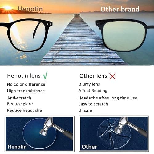 Henotin 3 Pack Blue Light Blocking Reading Glasses,Spring Hinge Computer Readers for Men Women,Anti UV Ray Filter Eyeglasses thumbnail 5