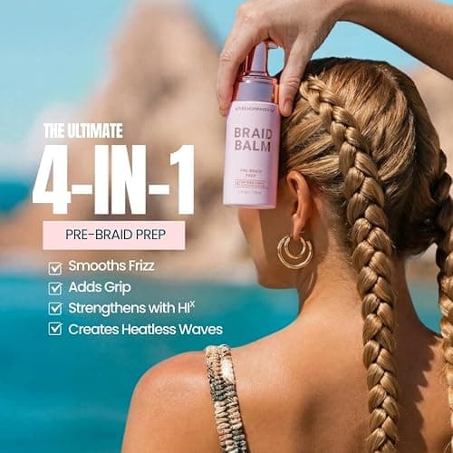 The Beachwaver Co. Braid Balm Pre-Braid Prep - Full Size (4 Fl Oz) | Frizz-Taming Primer Foam | Strengthen and Reduce Flyaways w/HiX Vegan Bond Multipliers - For All Hair Types | Bondi Beach Day thumbnail 5