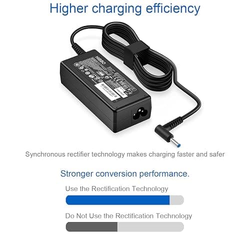 Charger Compatible with HP Laptop Computer 65W 45W Smart Blue Tip Power Adapter thumbnail 6