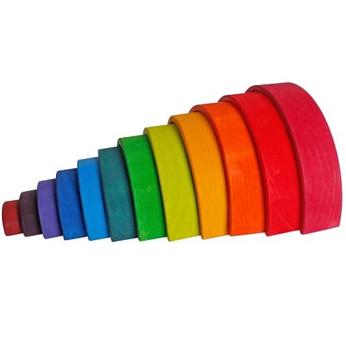 Dinhon Wooden Rainbow Stacking Toys, 12 Pcs Wood Building Blocks Set Wooden Building Blocks Nesting Puzzles, Early Matching Educational Learning Montessori Toys for Kids 3 4 5 6 Years and Up thumbnail 4