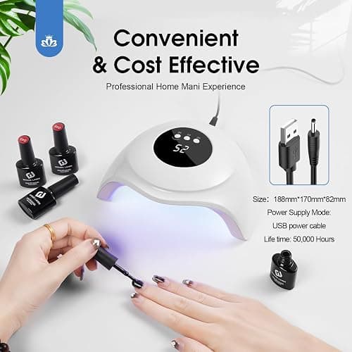 WEVILI 72W UV Nail Lamp, UV Light for Gel Nails with Smart Sensor, 3 Timer Settings & LCD Display, Portable Fast Curing Nail Dryer for Salon and Home Use (White) thumbnail 6