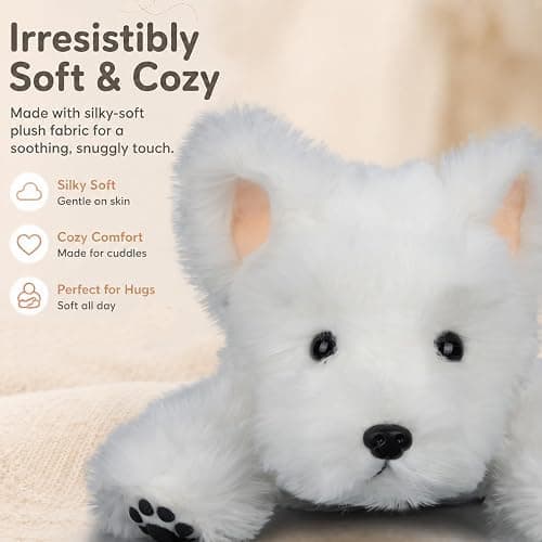 Lightly Weighted Stuffed Animals Westie Dog Plush 12" for Kids & Adults | Ultra Soft Huggable Fell,Cozy Comfort Companion,Cute Room Decor,Ideal Gifts for Birthdays Holidays Christmas thumbnail 2
