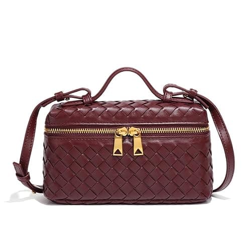 Lieits Top-Handle Pouch Handbag for Women Woven Leather Vanity Case Designer Crossbody Bag Shoulder Bag Trendy Purse - Image 1