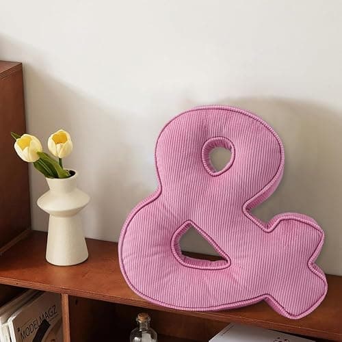 Pink Letter Plush Pillow, Letter Hugging Throw Pillows, Decorative Corduroy Initial Letter Shaped Throw Pillows, Letter Pillows English Alphabet A to Z for Sofa Bedroom Living Room Decor (L) thumbnail 2