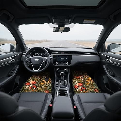 Mushroom Car Floor Mats Set of 4 Forest Botanical Cottagecore Wildflower Automotive Foot Mats Rugs Carpet for Car Non-Slip Auto Car Accessories Universal Fit Car Accessories for Truck thumbnail 6