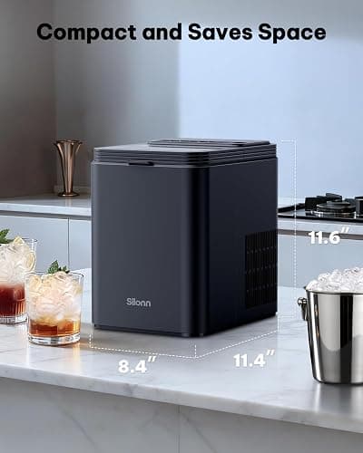 Silonn Ice Maker Countertop, 8 Ice Cubes in 6 Mins, 26.5 lbs/24H, 2 Bullet Ice Sizes, Self-Cleaning Bullet Ice Maker, Portable Ice Machine for Kitchen, Party, Office, and RV Camping thumbnail 7