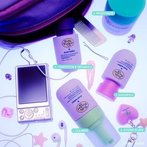 Evereden x Polly Pocket Travel Size Kids Skincare & Haircare Set + Lip Balm | Limited-Edition Gift Box, Kids Skincare & Haircare Minis & Lip Balm Charm, Dermatologist-Tested, TSA Approved, Clean & Vegan thumbnail 10