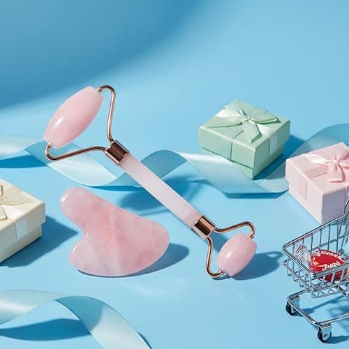 BAIMEI IcyMe Rose Quartz Roller & Gua Sha Set, Cooling Face Roller for Depuffing & Lymphatic Massage, Sculpting Tool for Face, Eyes & Neck, Smooth Skincare Gift for Women and Men thumbnail 2