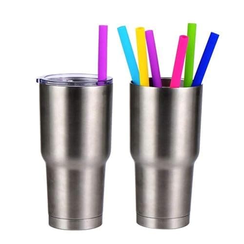 tifanso 14PCS 10" Extra Wide Reusable Silicone Straws for 20/30oz Tumblers | Food Grade Flexible Silicone, Includes Cleaning Brushes, Ideal for Milkshakes, Fits Yeti Rtic Cups, BPA-Free & Easy to Clean thumbnail 7
