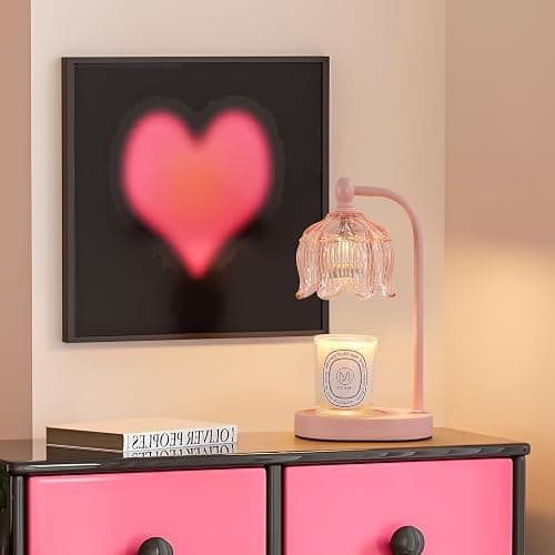 MEIXISUE Pink Candle Warmer Lamp with Timer and Dimmer,Mother's Day Gifts for Mom/Wife, Melt Wax Warmer Lamp with 2 Bulbs for Candle Jars House Warming New Home Decor thumbnail 8
