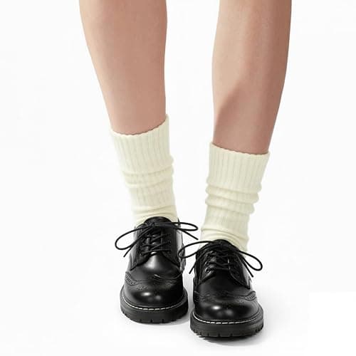 COZYOFFI Womens Scrunch Crew Socks: Retro Solid Slouch Mid Calf Socks - Cotton Casual Athletic Socks thumbnail 6