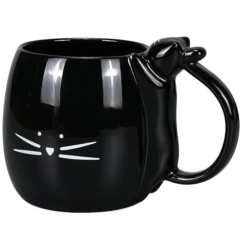 Koolkatkoo Coffee Mug Cute Cat Mug Gift for Cat Lovers Ceramic Tea Mugs Black 16 oz - Image 1