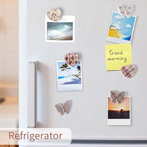 Ksriylm 8 Pcs Cute Checkered Butterfly Fridge Magnets Colorful Bow Heart Refrigerator Magnet Bows Fridge Magnets for, Locker, Kitchen, Whiteboard, Office, Strong Decorative Pink Magnetic Stickers thumbnail 6