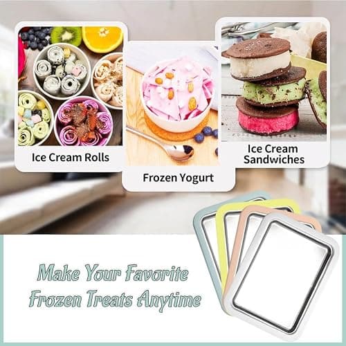 At-Home Rolled Ice Cream Maker Kit, Instant Freeze Plate with 2 Scrapers, DIY Homemade Ice Cream tray, Yogurt, Sorbet, Fun Family Activity for Kids, Food-Grade Stainless Steel(White) thumbnail 7