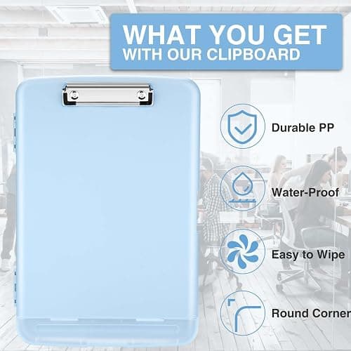 Sooez Clipboards with Storage, High Capacity Clip Boards 8.5x11 with Storage, Heavy Duty Nursing Clipboard Folder, Plastic Clipboard with Pen Holder for Women Teachers Work, School & Office Supplies thumbnail 4