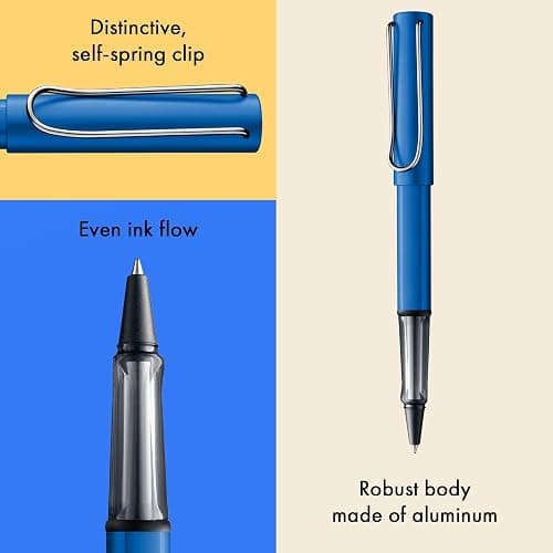 Lamy AL-star oceanblue - Rollerball Pen pen with transparent, ergonomic grip & line width M - lightweight aluminum body - including rollerball refill M 63 in black thumbnail 4