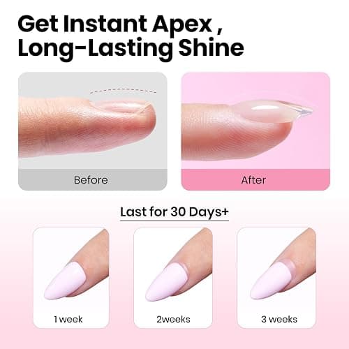 Beetles Tipex Instant Apex Nail Tips Kit – Almond Short, Pre-Etched, Thick Full Cover Acrylic Tips with Tipex UV Gel Glue, Dehydrator, Primer, Base & Top Coat, Mini UV Lamp, 224PCS in 16 Sizes thumbnail 3