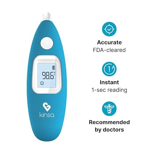 Kinsa Smart Ear Thermometer for Fever - Medical Infrared Termometro - FDA Cleared for Body Temperature Readings for All Ages - Connects to a Smartphone App to Track Symptoms and Get Illness Guidance thumbnail 2