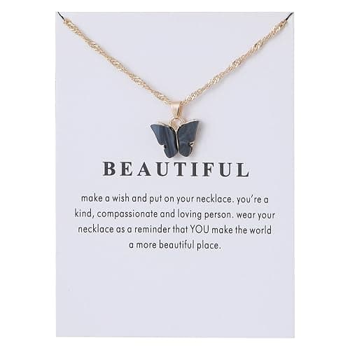 Rrdaily 9 Pcs Dainty Colorful Butterfly Pendant Necklace Set for Women,Bohemian Acrylic Butterfly Chain Necklace Cute Jewelry Gift thumbnail 2