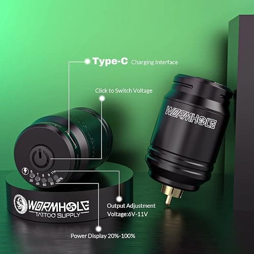 Tattoo Gun Kit, Wormhole Tattoo Kit Wireless Tattoo Machine Kit with Tattoo Gun 1,200 mAh Capacity Tattoo Power Supply Tattoo Pen Kit for Tattoo Beginners and Tattoo Artists TK531 thumbnail 3