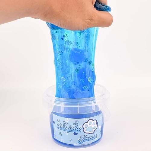 Blue Crunchy Cat's Paw Slime,Super Soft and Non-Sticky, Great for Birthday Gifts for Girl and Boys,Party Favors,Christmas Stocking Stuffers（300ml） thumbnail 6