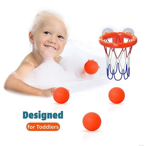 Bath Toys – Bathtub Basketball Hoop for Toddlers, Kids, Boys and Girls | 4 No-Hole Balls & Strong Suction Cups | Fun Basketball Bath Toy for Toddlers thumbnail 7