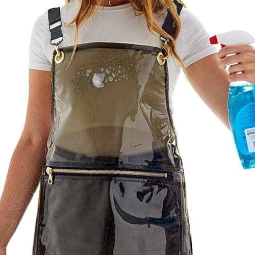 USCHAILIQIANG Hairstylist Aprons For Women Men With 3 Pockets Cross Back Adjustable Work Apron Soft Tpu Plastic Aprons thumbnail 2