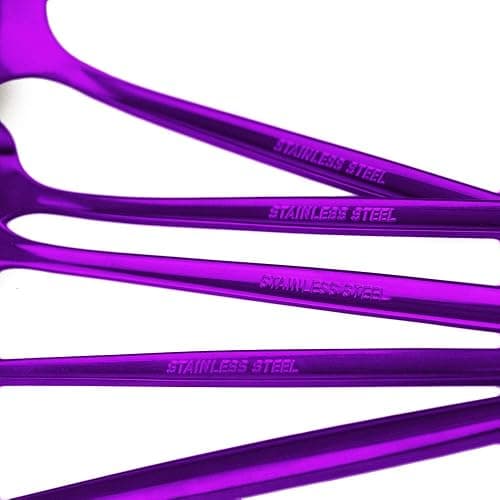 JANKNG 24-Piece Flatware Set, 18/0 Stainless Steel Knife Fork Spoon Teaspoon Silverware Set, Service for 6, MIrror Purple thumbnail 3
