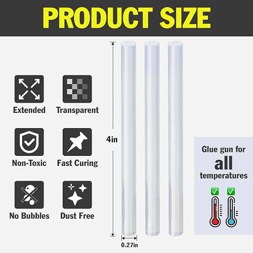 600 Pack Mini Hot Glue Sticks, 4" Long x 0.27" Diameter Glue Sticks for Mini Glue Guns, Multipurpose for Wood, Metal, Glass, Plastic, Floral, Fabric, Leather, Foam, Floral thumbnail 3