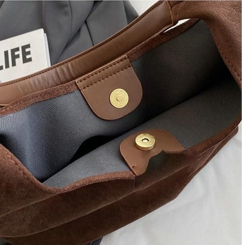 2 Pcs Slouchy Hobo Bags Women Suede Crescent Satchels Shoulder Bag Crossbody Purse Top-handle College Tote Handbag 2025 thumbnail 5