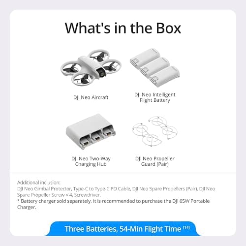 DJI Neo Three-Battery Combo, Mini Drone with 4K UHD Camera for Adults, 135g Self Flying Drone that Follows You, Palm Takeoff, Subject Tracking, QuickShots, Stabilized Video (Controller-Free) thumbnail 6