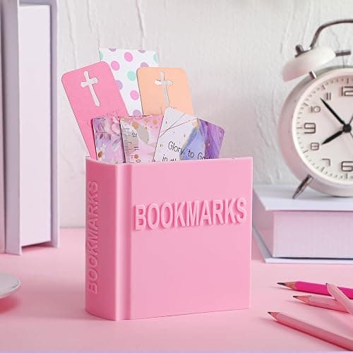 Honeydak 3D Printed Book Shaped Bookmark Holder Bookmark Holder Display Teacher Appreciation Gifts Office Desk Supplies Funny Bookmark Accessories(Pink) thumbnail 2