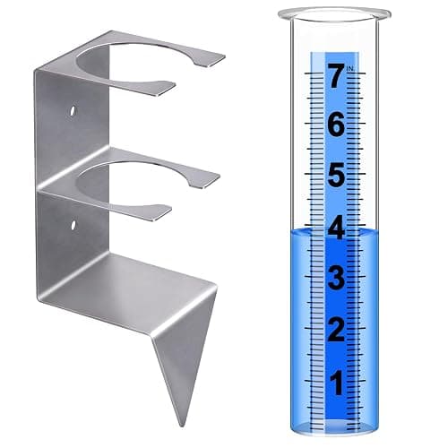 Timenued Rain Gauge Outdoor,7" Rain Gauges Outdoors Best Rated with Stainless Steel Rack Holder,Freeze Proof Plastic Large Guage for Yard Garden Fence Lawn Farm - Image 1