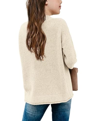 thefabland Girl's Long Sleeve Sweater Mock Neck Fall Soft Knit Pullover Jumper Tops thumbnail 2