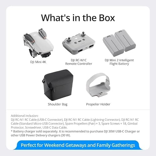 DJI Mini 4K Camera Drone Combo, Drone with 4K UHD Camera for Adults, Under 249 g, 3-Axis Gimbal Stabilization, 10km Video Transmission, Auto Return, 2 Batteries for 62-Min Max Flight Time, QuickShots thumbnail 7