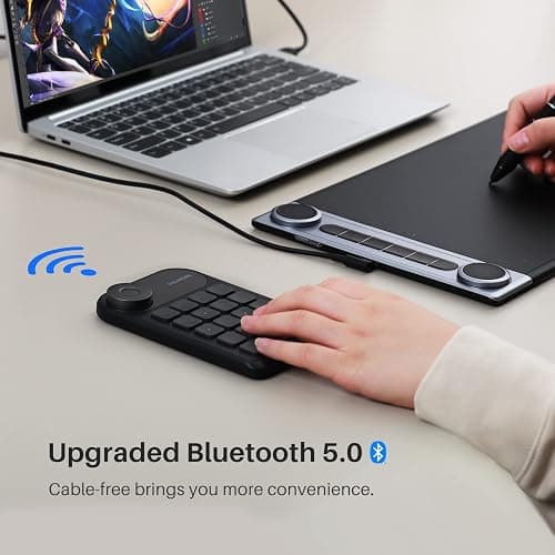 HUION Keydial Mini Bluetooth Programmable Keypad with Dial 5 Keys Anti-ghosting 18 Customized Keys, Wireless Shortcut Keyboard for Drawing Tablet, PC, MacBook, Surface Pro, Laptops thumbnail 3