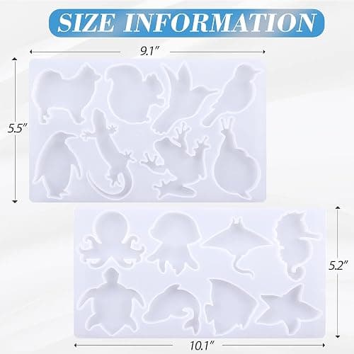 Pulcher Resin Molds, 16 Marine Terrestrial Amphibious Animals Keychain Making Silicone Mold for Epoxy Resin Casting Craft DIY Pendants Ornaments Decoration Gift thumbnail 3