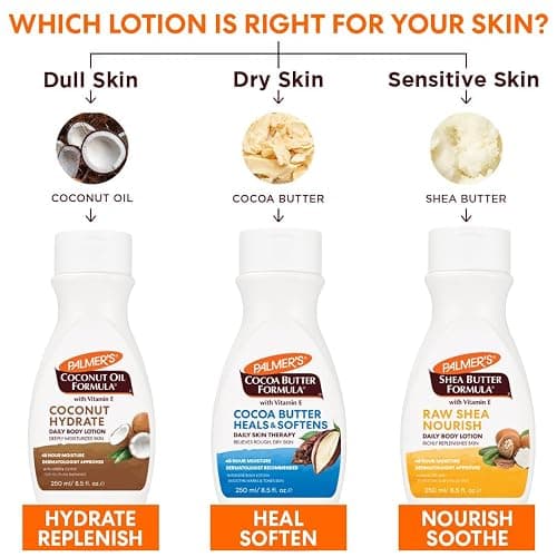 Palmer's Body Lotion for Women & Men Variety Pack, Vitamin E Lotion Set for Dry Skin, 48 Hour Moisturization, 8.5 oz flip cap bottles (Pack of 3) thumbnail 6