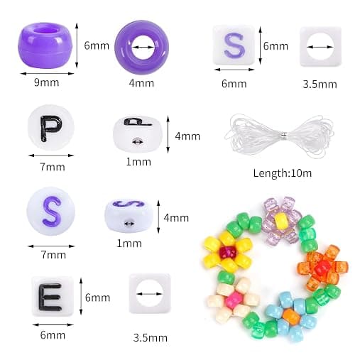 QUEFE 4680pcs Pony Beads Friendship Bracelets Making Kit, 120 Colors Kandi Beads Set for Jewelry Making, 3840pcs Plastic Rainbow Bead and 840pcs Letter Beads for Gift, Necklace and Craft thumbnail 2