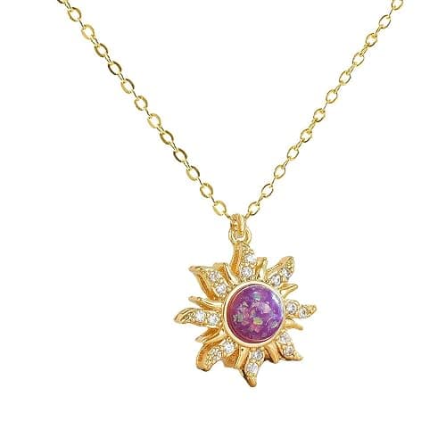 Rapunz Sun Necklace for Women Tangled Necklace Sun Necklaces Opal Pendant Neckalces Healing Crystal Necklaces Christmas Trendy Jewelry - Image 1