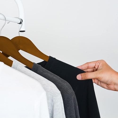 KEPLIN Lot de 20 cintres en Bois de Noyer Robuste avec Crochet Rotatif à 360 degrés, Barre Ronde pour Pantalon et encoches d'épaule – Économiseur d'espace Durable – Convient pour Manteaux, Vestes thumbnail 2