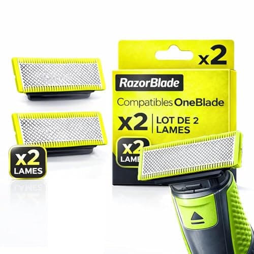 Lot 2 Lames de Rechange RazorBlade pour Rasoir Électrique comptatible OBlade QP220 QP2824 QP2724 QP2520 QP2630 QP65XX One Blade Lame en Acier Inoxydable remplacement pour Rasoirs Tondeuse Rasage lama - Image 1