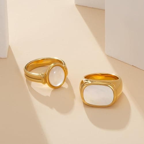 YeGieonr Gold Rings for Women Trendy Non Tarnish Chunky Gold Plated Ring, Waterproof Stainless Steel Gold Jewelry Gift thumbnail 9