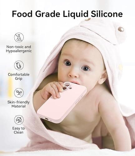 AOTESIER Magnetic for iPhone 16 Case, [Compatible with MagSafe][Camera Protection], Food Grade Silicone Phone Case with [2 Screen Protectors], Anti-Scratch Protective Lining, 6.1inch, Chalk Pink thumbnail 5
