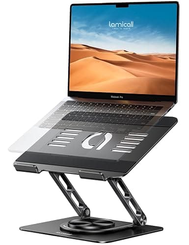 Lamicall Adjustable Laptop Stand for Desk - 360 Rotating Base Ergonomic Computer Stand, Aluminum Laptop Riser for Mothers Day fits MacBook Neo Air Pro, HP, Office Desk Accessories (10-17.3'') - Black thumbnail 8