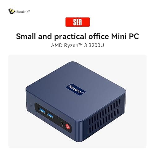 Beelink SER3 Mini PC, AMD Ryzen 3 3200U 16G DDR4 500GB NVMe M.2 SSD W11 Pro | WiFi5 +BT5.0+1000M LAN, CPU up to 3.5GHz, Radeon Vega 3 Graphics 3core 1200 MHz GPU, Micro PC 4K@60Hz Dual Display 2*HDMI thumbnail 3