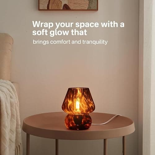 Dawnwake Mushroom Lamp Small Lamp Table Lamp for Bedroom, Desk Bedside Lamps for Living Room,Mushroom Decor Cute Mini Modern Mid Century Lamps for Night Stands,Aesthetic Home Living Room Decor(Black) thumbnail 7