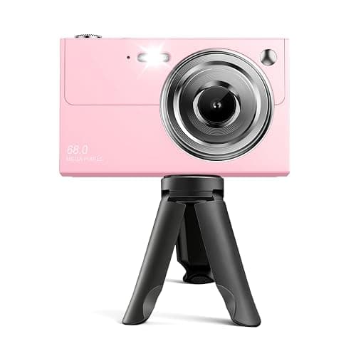 Digital Camera for Kids & Beginners 64GB SD Point and Shoot Digital Cameras | Compact pink digital camera & vlogging camera for kids. Durable drop-resistant design with tripod & 16X zoom for travel. thumbnail 8