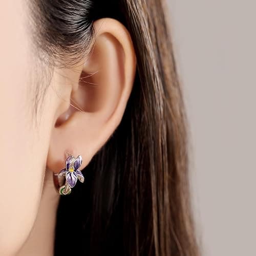 Cycuff 925 Sterling Silver Hoop Earrings Colorful Cubic Zirconia Jewelry Drop Earrings for Women Set Earring Presents for Her thumbnail 3