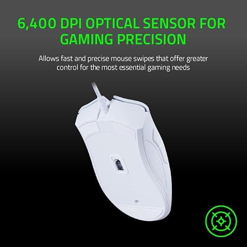 Razer DeathAdder Essential (2021) - Souris Gaming Filaire avec Capteur Optique de 6400 DPI (Design Ergonomique, 5 Boutons Programmables, Jusqu'à 10M de Clics) Blanc thumbnail 5